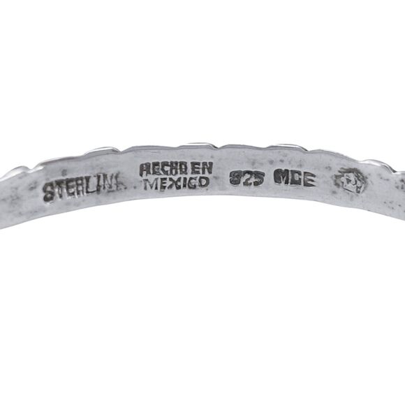 Vintage Mexico Sterling Silver 925 Textured Bangle Bracelet 8" - Picture 4 of 8